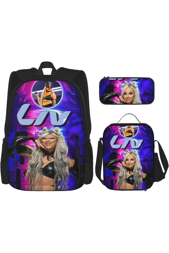 Wrestler Morgan Backpack 3 Pieces Set With Lunch Box And Pencil Pouch Combination for Work/Sport/Picnic Adjustable Laptop Backpack Travel Daypack Stationery Bag
