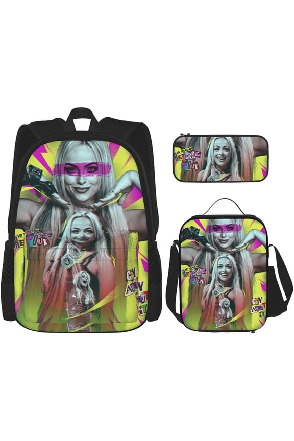 Wrestler Morgan Backpack 3 Pieces Set With Lunch Box And Pencil Pouch Combination for Work/Sport/Picnic Classic Laptop Backpack Travel Daypack Stationery Bag