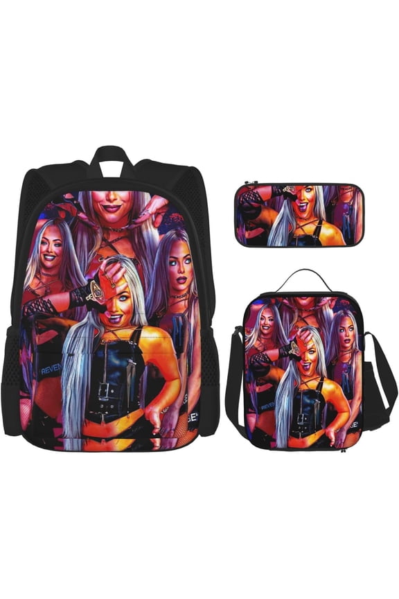 Wrestler Morgan Backpack 3 Pieces Set With Lunch Box And Pencil Pouch Combination for Work/Sport/Picnic Convenient Laptop Backpack Travel Daypack Stationery Bag