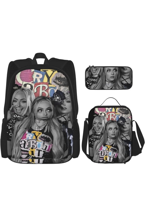 Wrestler Morgan Backpack 3 Pieces Set With Lunch Box And Pencil Pouch Combination for Work/Sport/Picnic Simple Laptop Backpack Travel Daypack Stationery Bag
