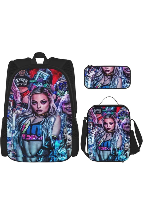 Wrestler Morgan Backpack 3 Pieces Set With Lunch Box And Pencil Pouch Combination for Work/Sport/Picnic Stylish Laptop Backpack Travel Daypack Stationery Bag