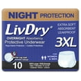 thumbnail image 1 of LivDry 3XL Overnight Adult Diapers for Women and Men, Max Protection Incontinence Underwear (XXX-Large, 10-Pack), 1 of 9