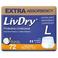 thumbnail image 1 of LivDry Adult Diapers for Women and Men, Leak Guard Incontinence Underwear, Extra Absorbing (Large, 72-Pack), 1 of 8