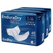 LivDry Super Absorbent Unisex Incontinence EnduraDry Max with Tabs and Leak Protection (L, 48-Pack)