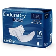 LivDry Super Absorbent Unisex Incontinence EnduraDry Max with Tabs and Leak Protection (L, 16-Pack)