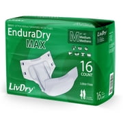 LivDry Super Absorbent Unisex Incontinence EnduraDry Max with Tabs and Leak Protection (M, 16-Pack)