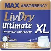 LivDry Unisex Adult Incontinence Underwear, Ultimate Comfort Absorbency (X-Large, 48-Pack)
