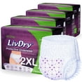 thumbnail image 1 of LivDry Womens Adult Incontinence Underwear, Purple Flowers, Super Comfort Absorbency (2XL, 40-Pack), 1 of 9