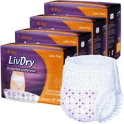 LivDry Womens Adult Incontinence Underwear, Purple Flowers, Super Comfort Absorbency (X-Large, 44-Pack)