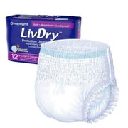 LivDry XL Overnight Adult Diapers for Women and Men, Max Protection Incontinence Underwear (X-Large, 12-Pack)