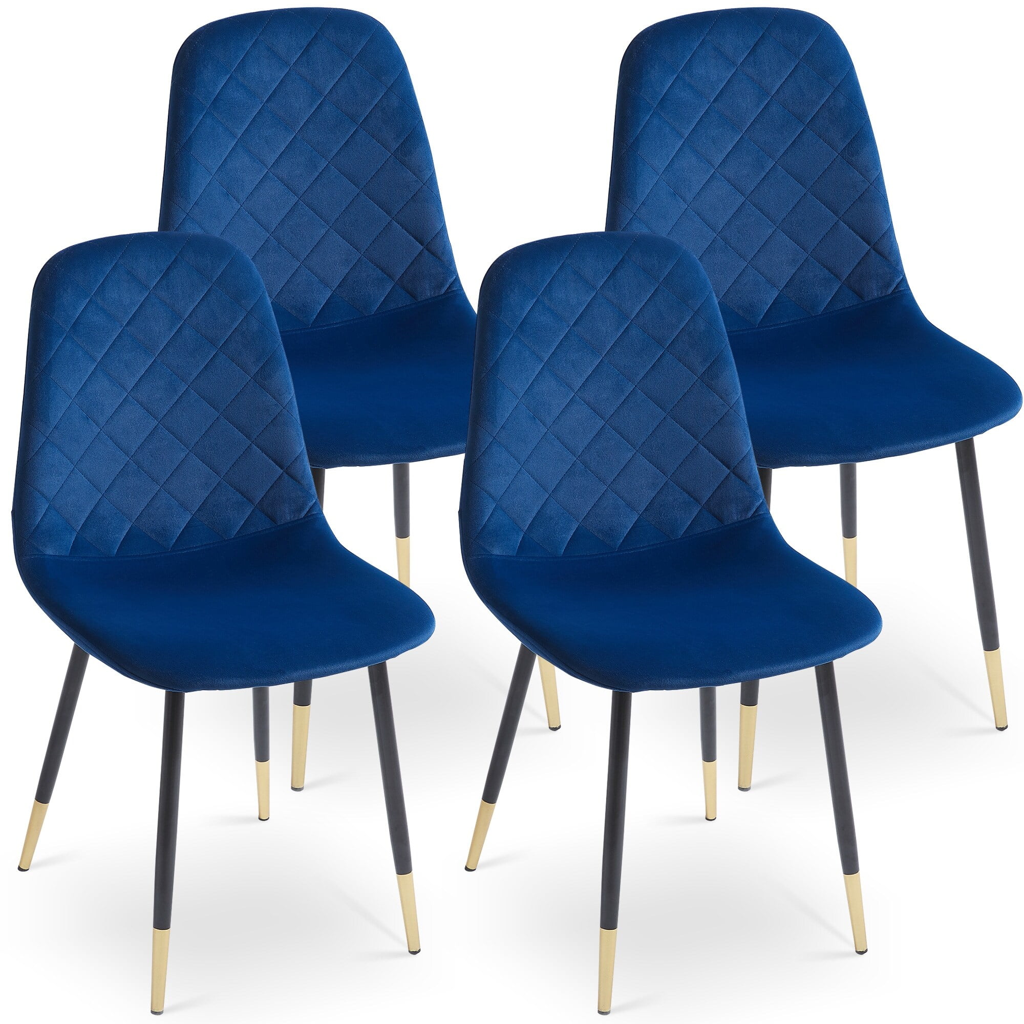 LivEditor 4Pcs Velvet Upholstered Dining Chair with Golden Color Metal