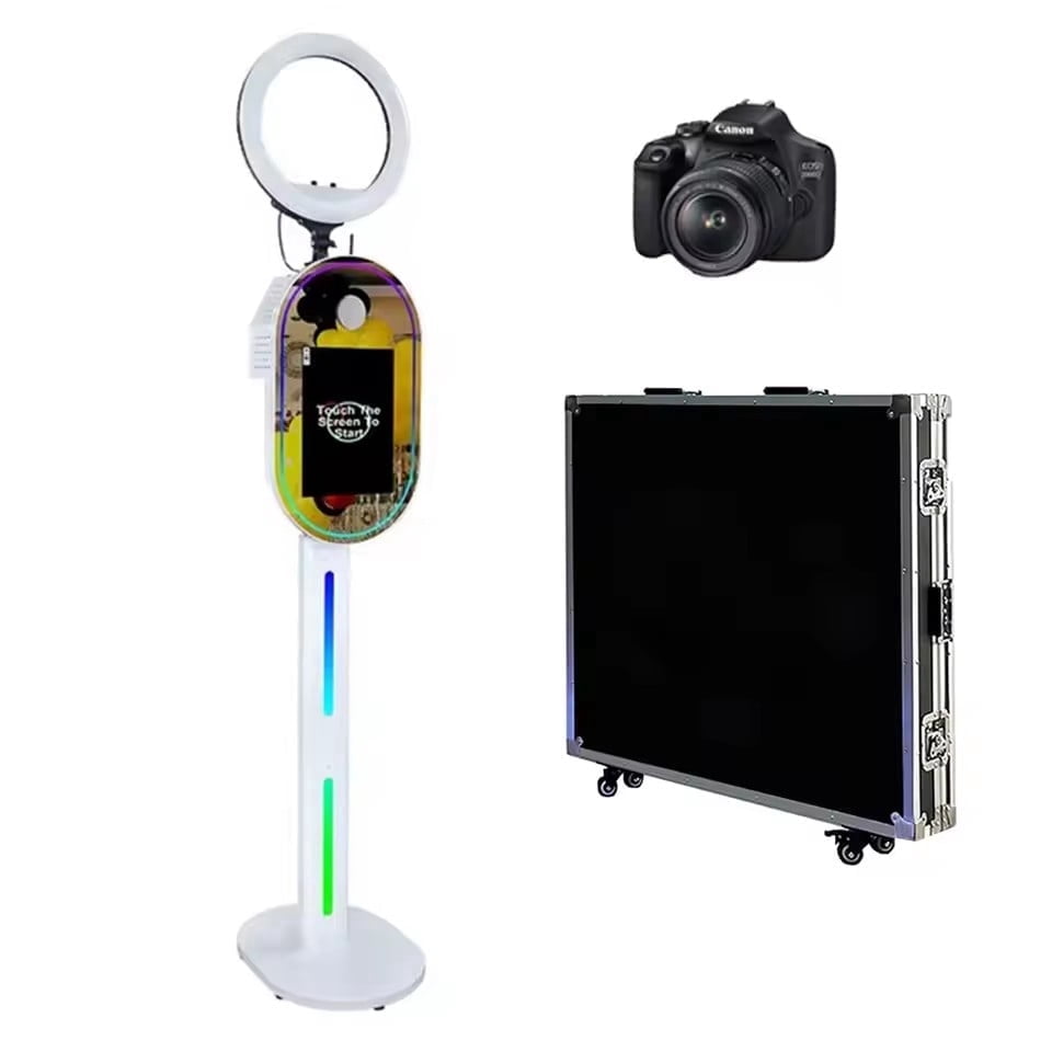 Photo Stand Machine LivFiv 15.6 inch Touch Screen Mirror Photobooth Machine Stand with ...