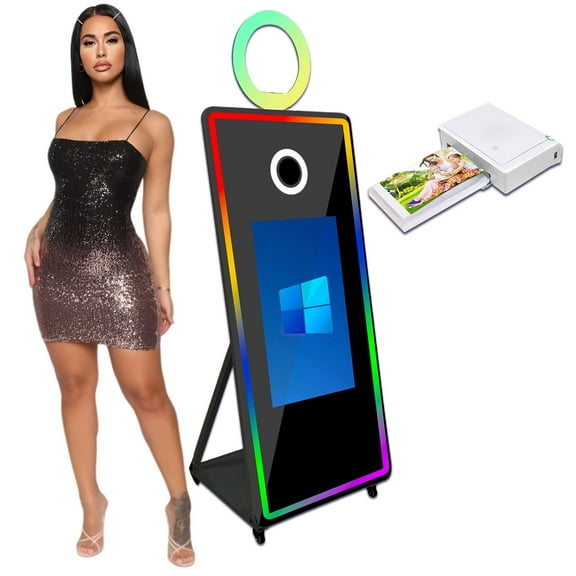 LivFiv 32"Touch Screen Photobooth Portable 65''Mirror Magic Machine for Wedding Party Activity