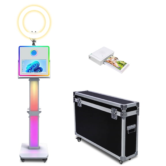 LivFiv Mirror Photobooth Machine 15.6" Touch Screen Selfie with Flight Case for Party Wedding Events