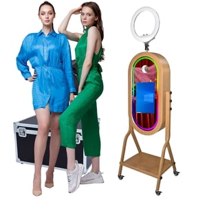 LivFiv Mirror Photobooth with Ring Light 21.5inch Touch Screen App Control RGB Light for Events