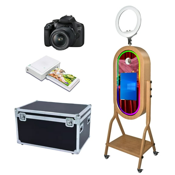 LivFiv Mirror Photobooth with Ring Light 21.5inch Touch Screen App Control RGB Light for Events