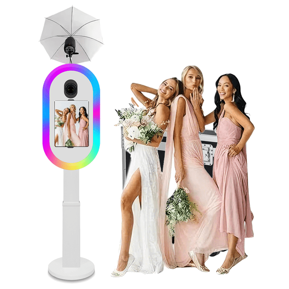 LivFiv Photo Booth Selfie Machine Compatible iPad for (10.2-13inch) RGB Light and Flashlight with Flight Case for Event