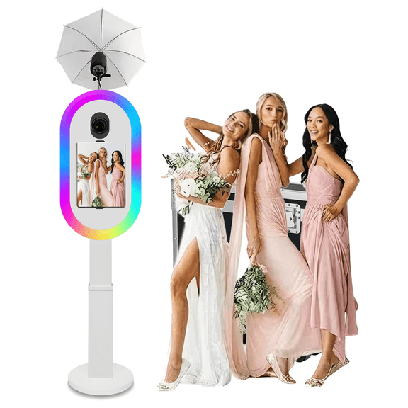 LivFiv Photo Booth Selfie Machine Compatible iPad for (10.2-13inch) RGB Light and Flashlight with Flight Case for Event