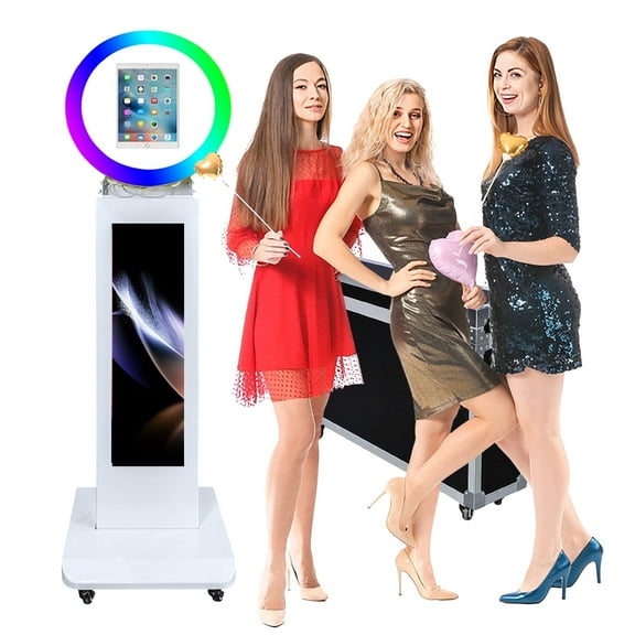 LivFiv Portable Ipad Photobooth Stand Selfie Machine with Metal and LCD Screen for Wedding Party