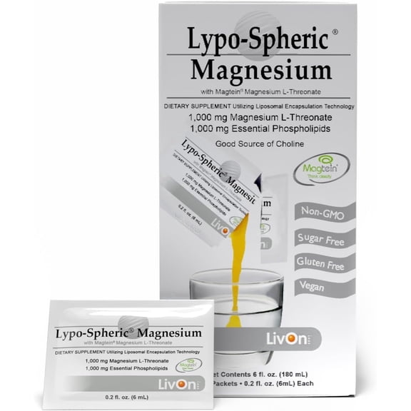 LivOn Laboratories Lypo-Spheric Magnesium L-Threonateb, Liposome Encapsulated, 77 mg, 30 Packets