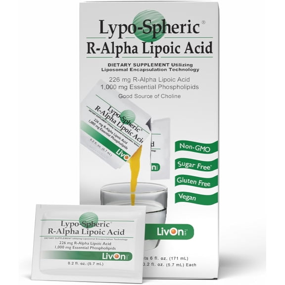 LivOn Laboratories Lypo-Spheric R-Alpha Lipoic Acid, Liposome Encapsulated, 226 mg, 30 Packets