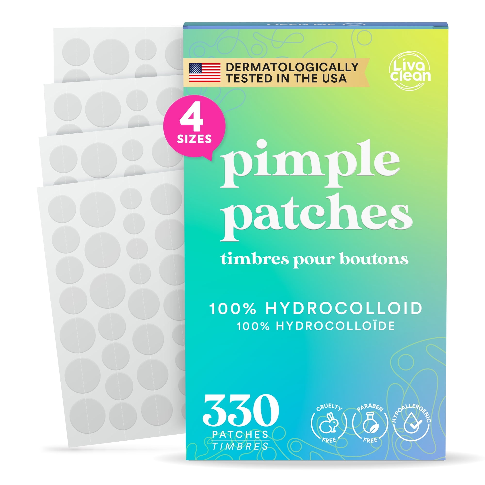 Patch Cleaner LivaClean 330 CT Pimple Patches for Face - 100% Hydrocolloid Acne ...