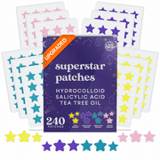 LivaClean Superstar Patches 240 CT Pimple Patches for Face w/Salicylic Acid & Tea Tree, Hydrocolloid Acne Patches Cute Star Pimple Patches for Healing, Cute Face Stickers, Zit Patch