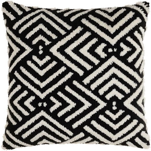 Livabliss 18 x 18 in. Sheldon Knitted Pillow Cover - Black & Ivory