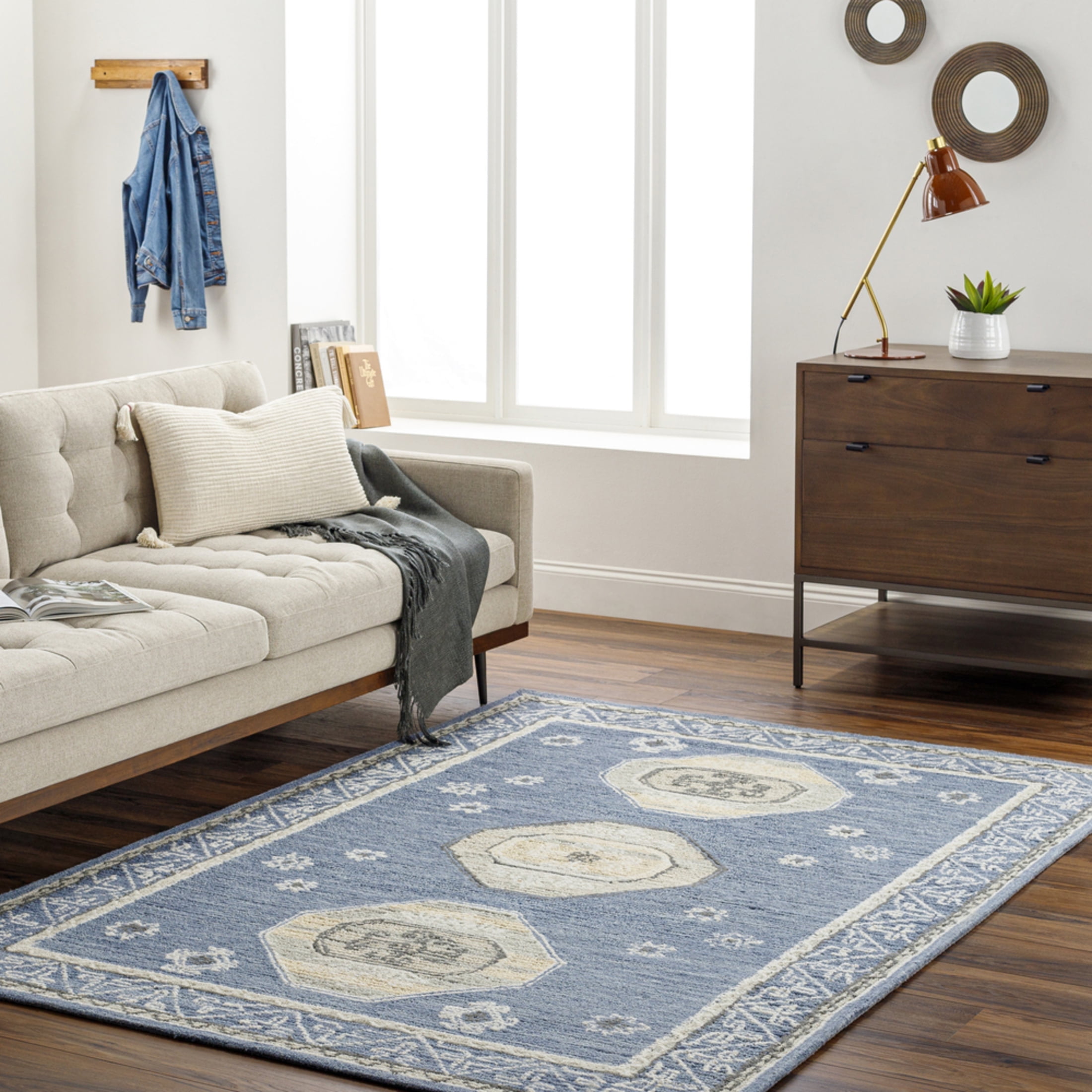 Livabliss Wool Rugs for Living Room, 2x3 Addyson Traditional Medium Gray Area Rug, Bedroom Dining Room Home Decor Handmade Carpet (2' x 3')
