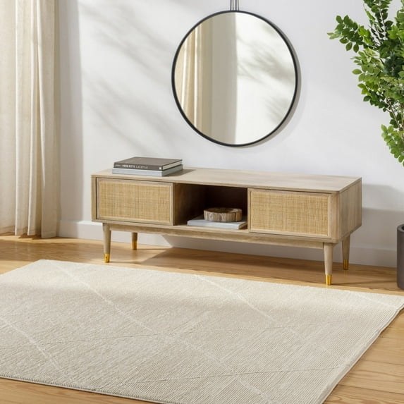 Livabliss Washable Rugs for Living Room, 8x10 Alder Global Cream Area Rug, Bedroom Dining Room Home Decor Stain Resistant Carpet (7'7" x 10')