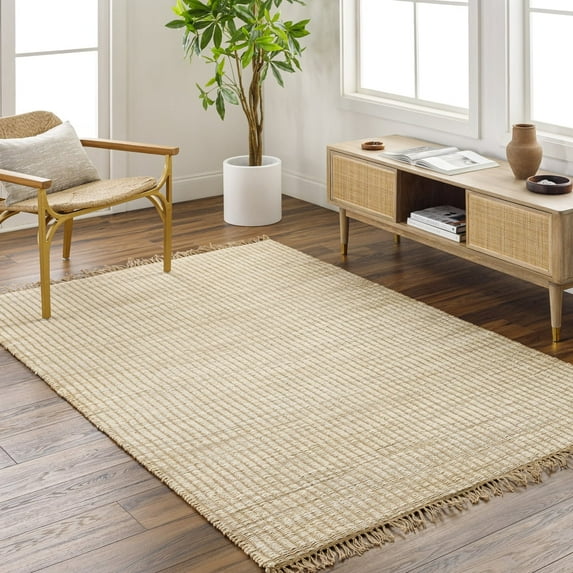Livabliss Jute Rugs for Living Room, 5x7 Alex Cottage Beige Rug, Bedroom Dining Room Home Decor Stain Resistant Carpet (5' x 7'6")