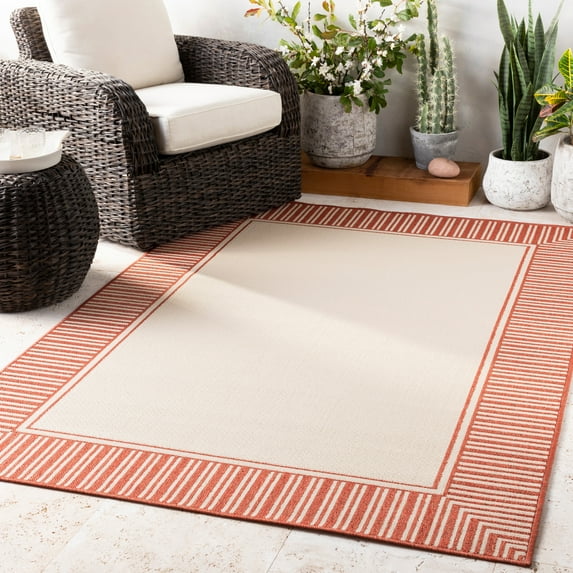 Livabliss Alfresco Cottage Indoor/Outdoor Area Rug,3'7" x 5'7",Burnt Orange