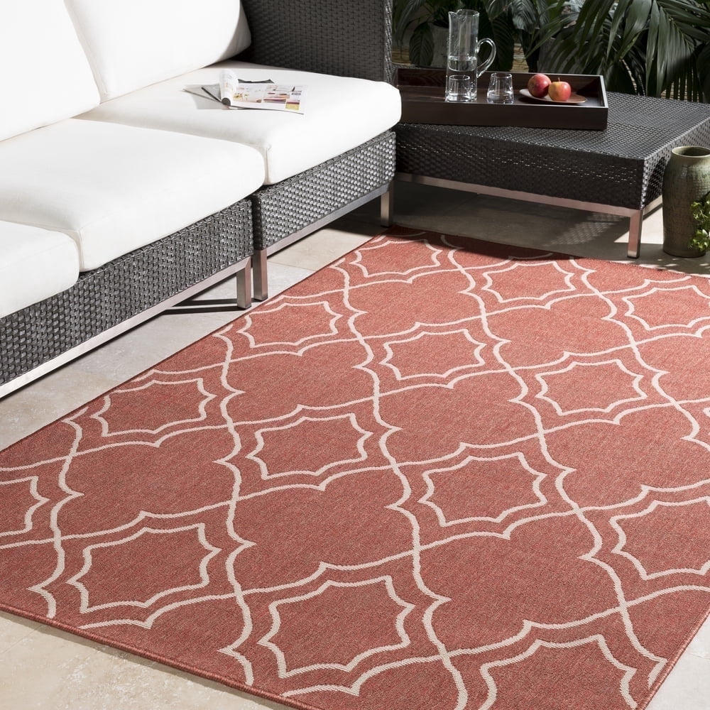 Livabliss Outdoor Rugs, 2x8 Alfresco Cottage Red Runner Area Rug for Patio, Porch, Deck, Backyard, Waterproof Indoor Outdoor Carpet (2'5" x 7'10" Runner)