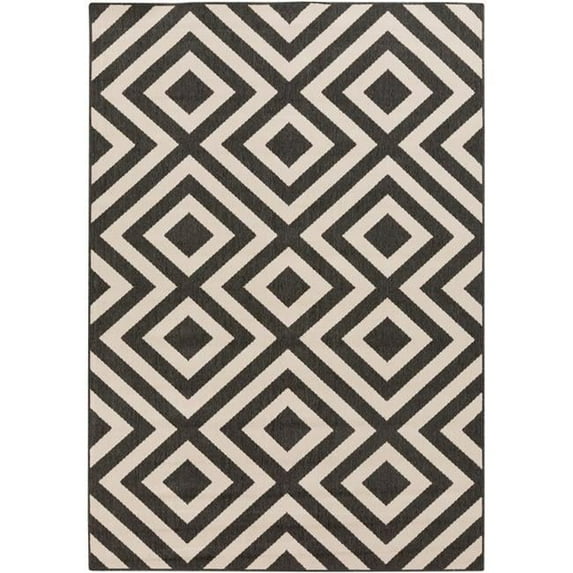 Livabliss Alfresco Geometric Runner Area Rug, Black and Cream ,2'5" x 4'5"