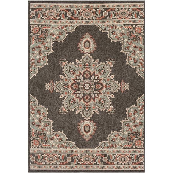 Livabliss Alfresco Oriental Area Rug, Black ,7'3" x 10'6"