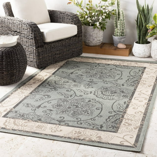 Livabliss Alfresco Vintage Indoor/Outdoor Area Rug,3'7" x 5'7",Green