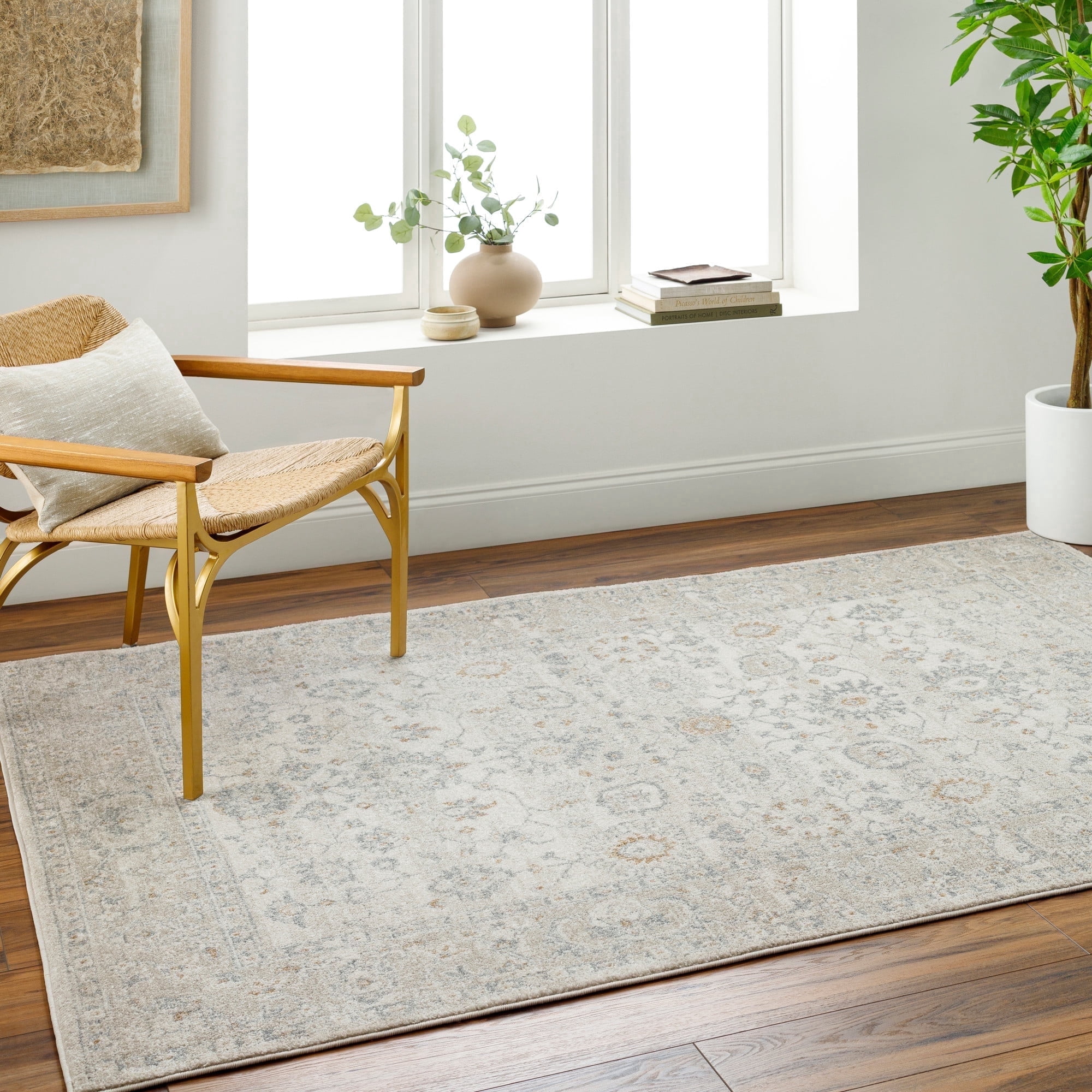 Livabliss Alpharetta Vintage Medallion Area Rug,5'3" x 7',Gray
