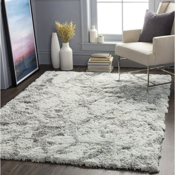 Livabliss Area Rugs for Living Room, 5x7 Alta Shag Modern Light Gray Rug, Bedroom Dining Room Home Decor Stain Resistant Carpet (5'3" x 7')