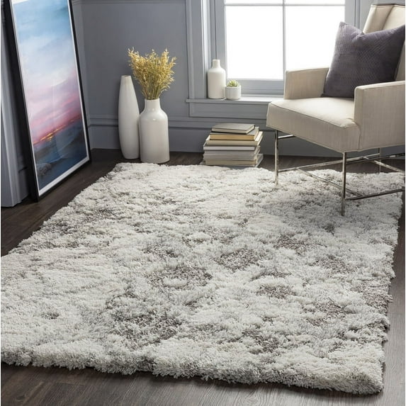 Livabliss Alta Shag Modern Abstract Area Rug, 7'10" x 10', Medium Grey