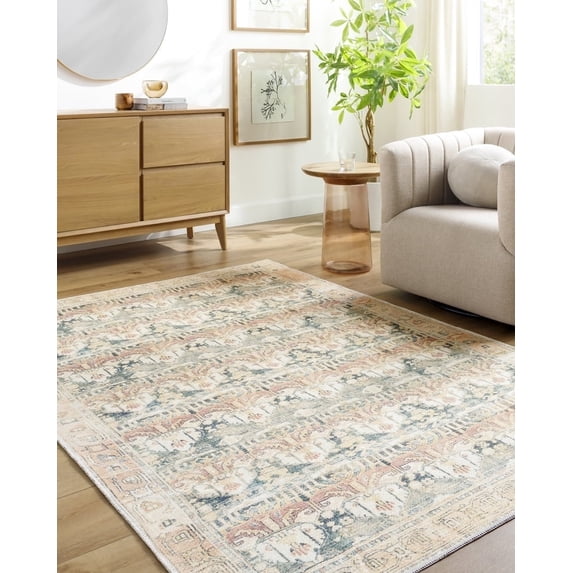 Livabliss Washable Rugs for Living Room, 3x8 Amelie Traditional Medium Green Runner Area Rug, Bedroom Dining Room Home Decor Stain Resistant Carpet (2'7" x 7'10" Runner)