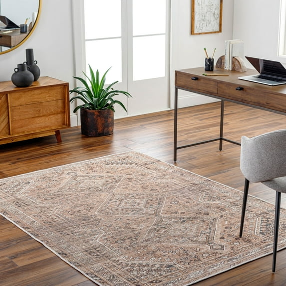 Livabliss Washable Rugs for Living Room, 2x3 Amelie Traditional Light Brown Area Rug, Bedroom Dining Room Home Decor Stain Resistant Carpet (2' x 2'11")