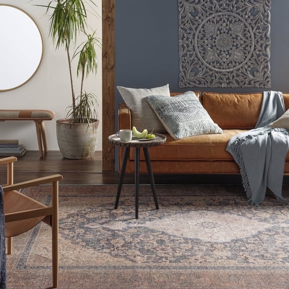 Livabliss Washable Rugs for Living Room, 7x9 Amelie Traditional Red Area Rug, Bedroom Dining Room Home Decor Stain Resistant Carpet (6'7" x 9')