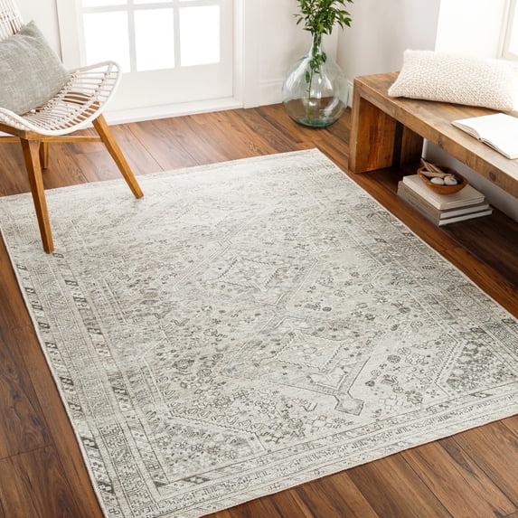 Livabliss Amelie Vintage Washable Area Rug,8'10" x 12',Beige/Sage
