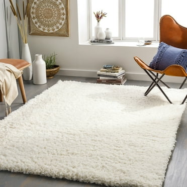 Livabliss Angora Shag Modern Area Rug,5'3" x 7',Cream