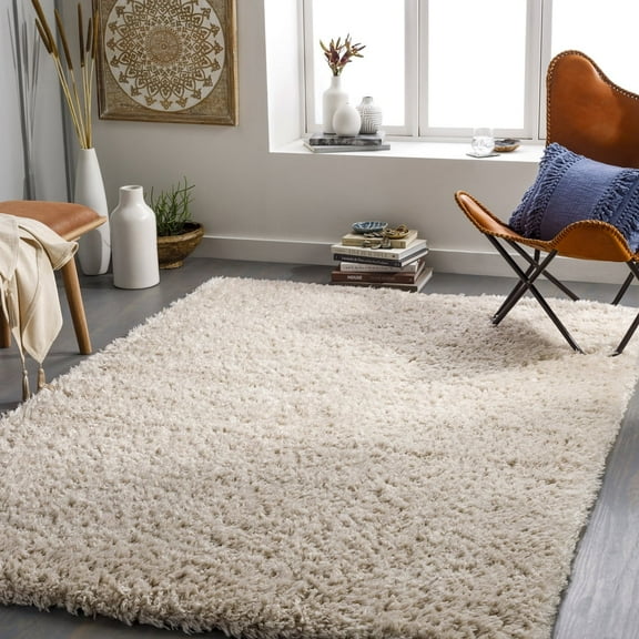 Livabliss Area Rugs for Living Room, 9ft Round Angora Modern Oatmeal Square Rug, Bedroom Dining Room Home Decor Stain Resistant Carpet (7'10" x 7'10")