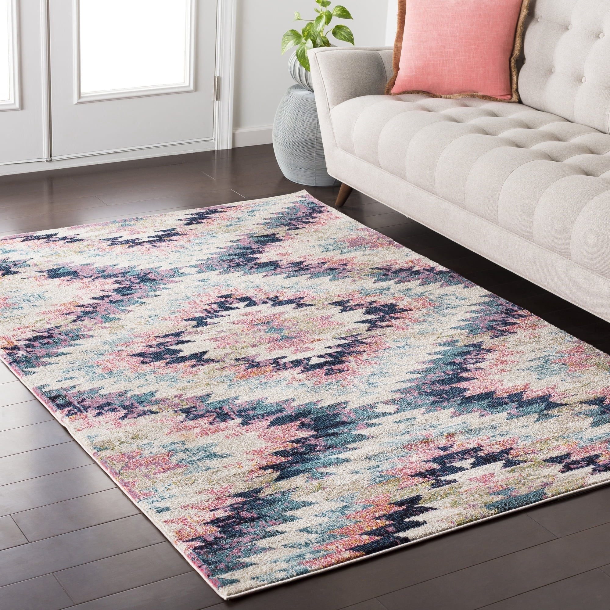 Livabliss Area Rugs for Living Room, 4x6 Anika Rustic White Rug, Bedroom Dining Room Home Decor Stain Resistant Carpet (3'11" x 5'7")