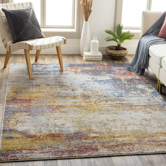 Livabliss Area Rugs for Living Room, 8x10 Ankara Modern Dark Blue Rug, Bedroom Dining Room Home Decor Stain Resistant Carpet (7'10" x 10'2")