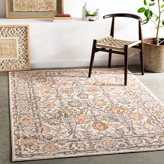 Livabliss Area Rugs for Living Room, 2x3 Ankara Traditional Dusty Pink Rug, Bedroom Dining Room Home Decor Stain Resistant Carpet (2' x 2'11")
