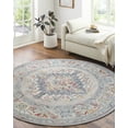 thumbnail image 1 of Livabliss Area Rugs for Living Room, 9ft Round Ankara Traditional Gray Square Rug, Bedroom Dining Room Home Decor Stain Resistant Carpet (7'10" x 7'10"), 1 of 8