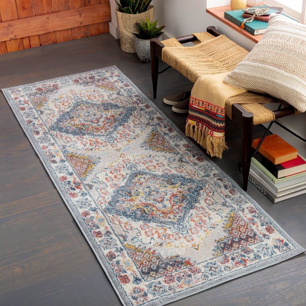 Livabliss Area Rugs for Living Room, 3x7 Ankara Traditional Gray Runner ...